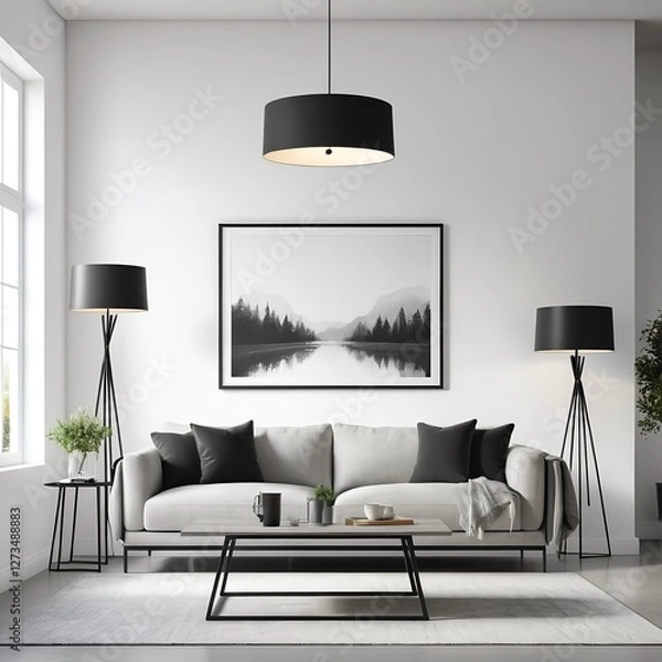 Fototapeta Modern Minimalist Living Room Interior Design