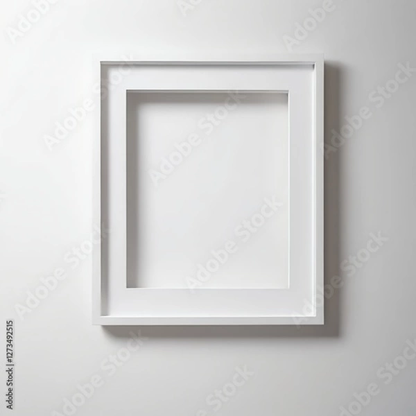 Fototapeta Empty White Frame on White Wall