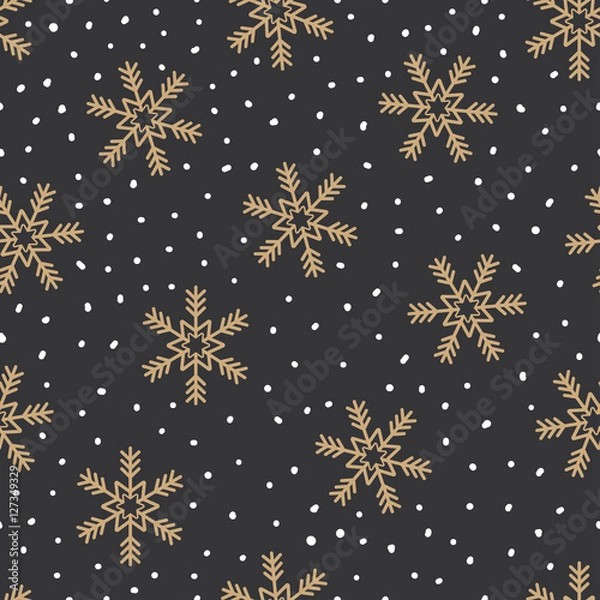 Fototapeta Christmas seamless pattern with snowflakes