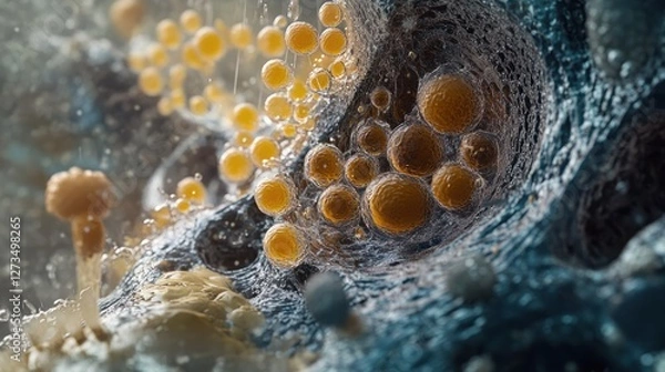 Fototapeta Microscopic World: An Intriguing Journey into the Realm of Cellular Structures and Organic Forms
