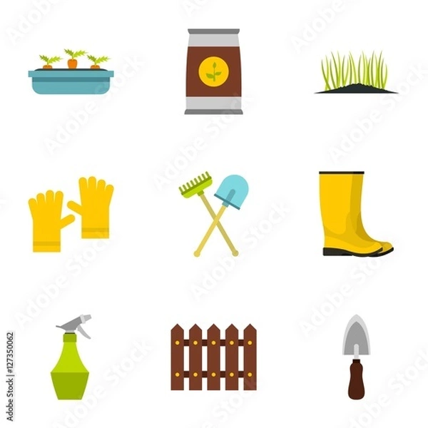 Fototapeta Agriculture icons set. Flat illustration of 9 agriculture vector icons for web