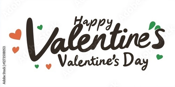 Fototapeta A postcard for St. Valentine's Day is minimalistic on a white background with hearts and gifts with a bundle of "happy day of Valentine"