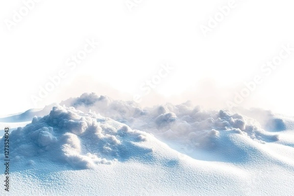 Obraz Powder Perfection: Seamless Transition of Snow Pile to Powder. A pristine, isolated view of a snowdrift's textured surface, showcasing the delicate connection between compacted snow and loose powder. 