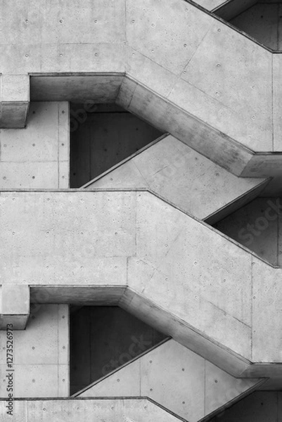 Fototapeta Cement concrete stairs Building exterior Geometric pattern Architecture details 