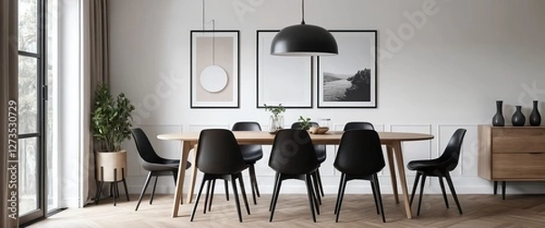 Fototapeta Modern Scandinavian Dining Room Interior