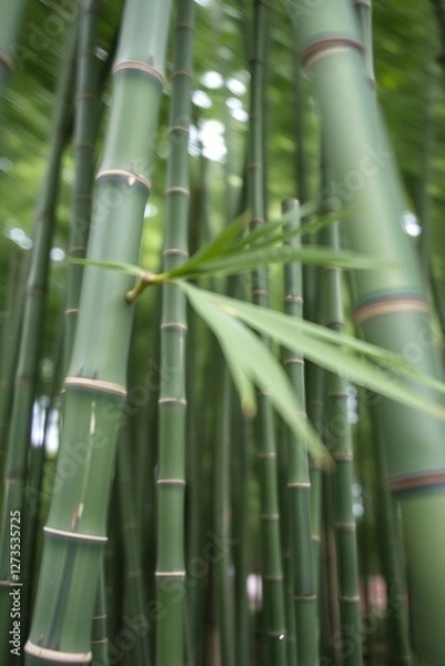 Fototapeta Wandering Through Serene Bamboo Forest with Lush Greenery and Leaves