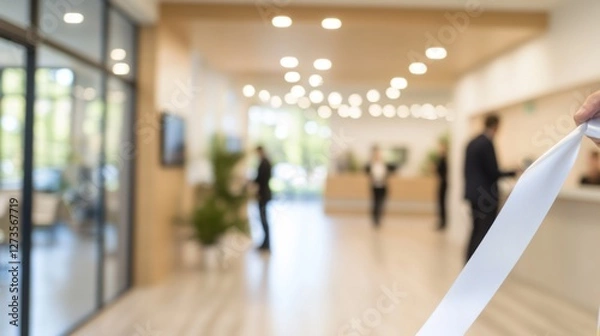 Fototapeta An inaugural ceremony with the opening of a new community center. Featuring unity and support