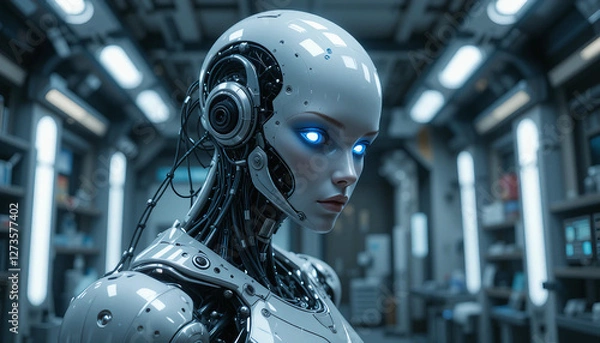 Fototapeta Futuristic AI Robot – High-Tech Cybernetic Humanoid
