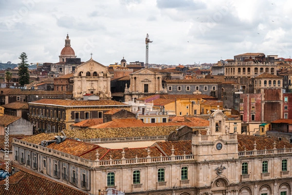 Obraz Catania, Sicily, Italy. Panoramic view of Catania with rooftops and old town