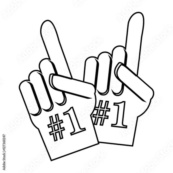 Fototapeta glove of number one icon. Sport hobby competition and game theme. Isolated design. Vector illustration