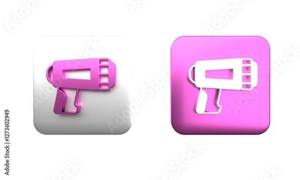 Fototapeta Colorful Flashlight for diver icon isolated on white background. Diving underwater equipment. Square button. 3D render illustration