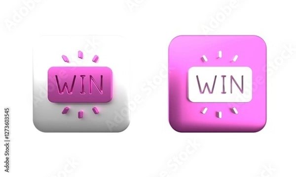 Fototapeta Colorful Casino win icon isolated on white background. Square button. 3D render illustration
