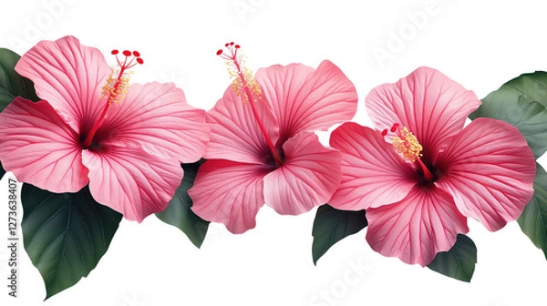 Fototapeta pink hibiscus flower isolated on white transparent background PNG