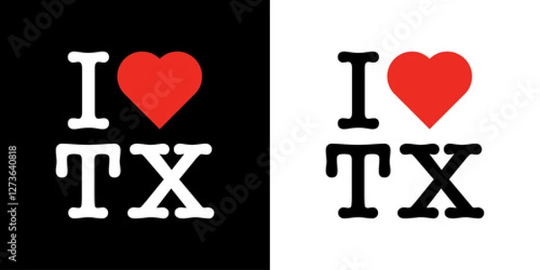 Fototapeta I Love TX Texas Red Heart Lettering T-Shirt Sweatshirt Digital Lettering Vector Design