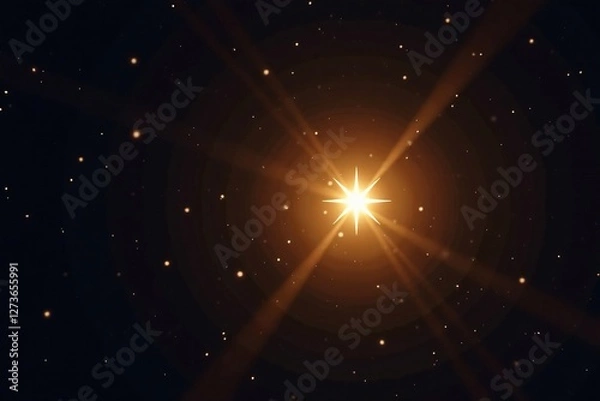 Fototapeta A single golden star shining brightly on a dark background, shining, bright