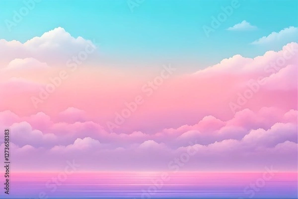 Fototapeta A Serene Dreamscape of Pastel Hues Blending Harmoniously Above a Tranquil Horizon at Dusk