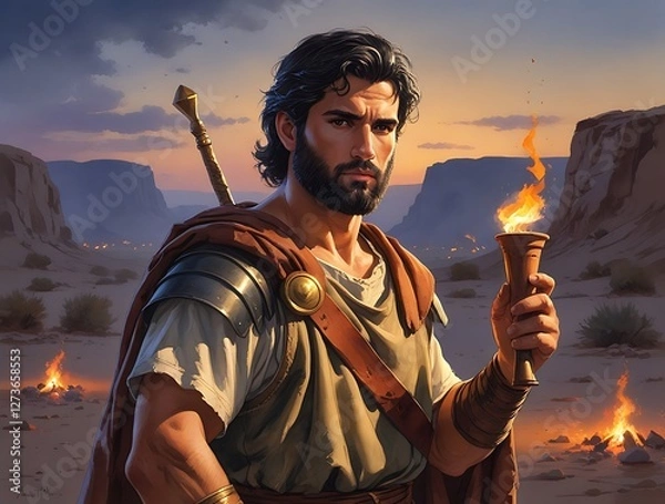 Fototapeta Potrait of Gideon, The Bliblical warrior and Judge From Old Testament.