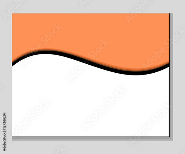 Fototapeta Orange black white wave on angular card on gray background