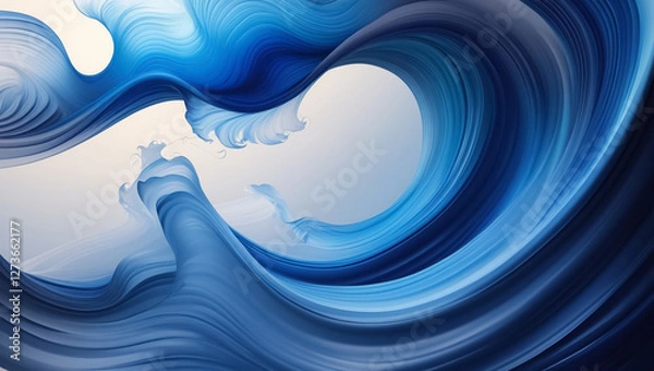 Fototapeta Blue gradient abstract wave background