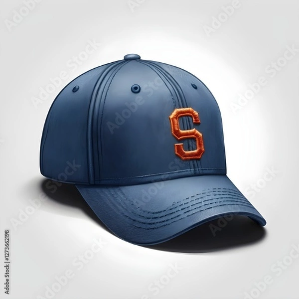 Fototapeta Realistic Baseball Cap Illustration – Detailed Hand-Drawn Hat with Sports-Themed Embroidered Logo, Perfect for Merchandise, Branding, and Apparel Mockups on White Background