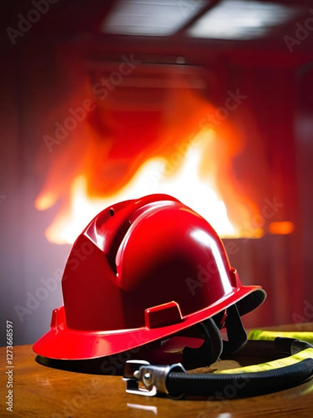 Obraz A red safety helmet, an essential tool for construction and welding protection