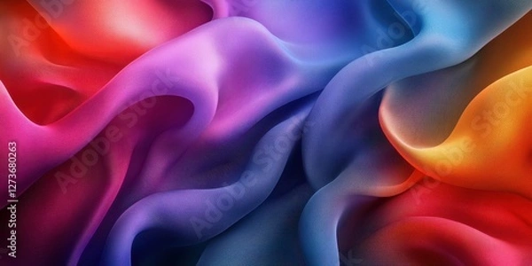Fototapeta Colorful fabric waves create dynamic patterns and textures in vibrant hues of red, blue, and orange
