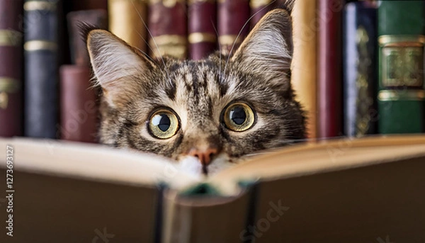 Obraz Katze hinter einem Buch