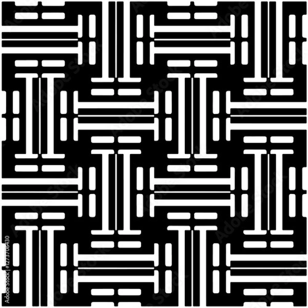 Fototapeta Abstract texture for fabric print, card, table cloth, furniture, banner, cover, invitation, decoration, wrapping. Seamless repeating pattern.  Black and white color. Carpet pattern texture.