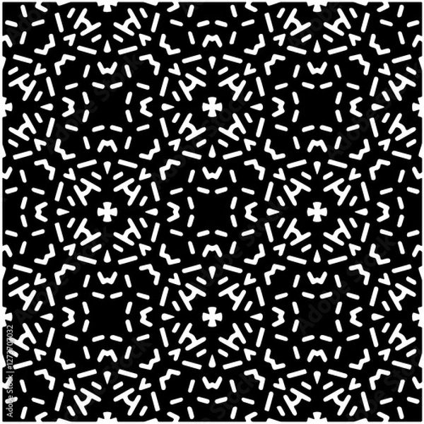 Fototapeta Abstract texture for fabric print, card, table cloth, furniture, banner, cover, invitation, decoration, wrapping. Seamless repeating pattern.  Black and white color. Carpet pattern texture.
