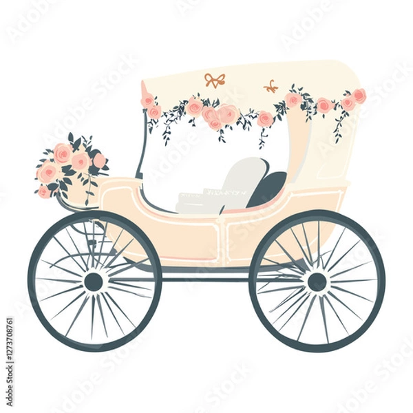 Fototapeta Drawn carriage illustration vehicle elegant vector
