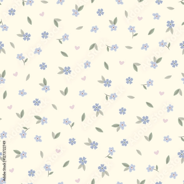 Fototapeta Forget-me-nots blue flowers seamless vector pattern