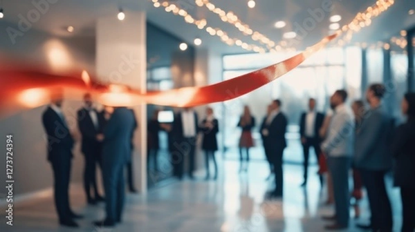 Fototapeta Inaugural ceremony with a ribbon-cutting event. Featuring celebration and new beginnings