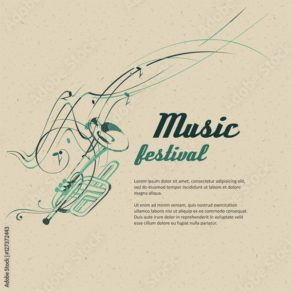 Obraz Music. Notes, lines, trumpet.