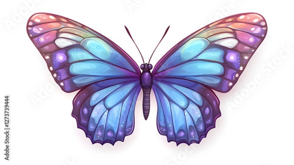 Obraz Beautiful butterfly, with blue and purple colors, in the style of cartoon style
