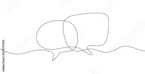 Obraz Two bubble speech continuous one line drawing. Minimalist outline concept representing