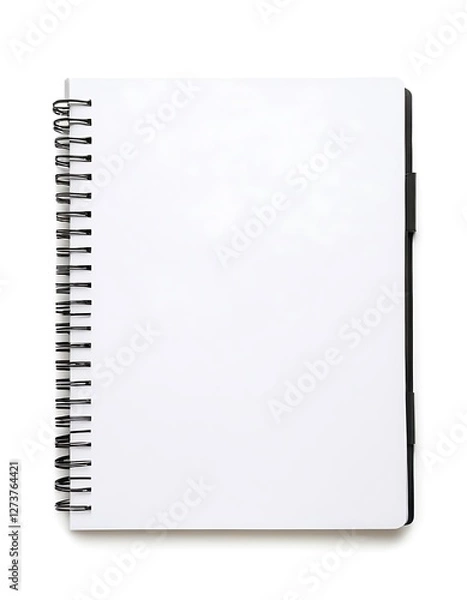Fototapeta Black spiral notebook isolated on white background,Blank isolated notebook pages,book, message, open, page, spiral, diary, office, blank, empty, paper, template,876