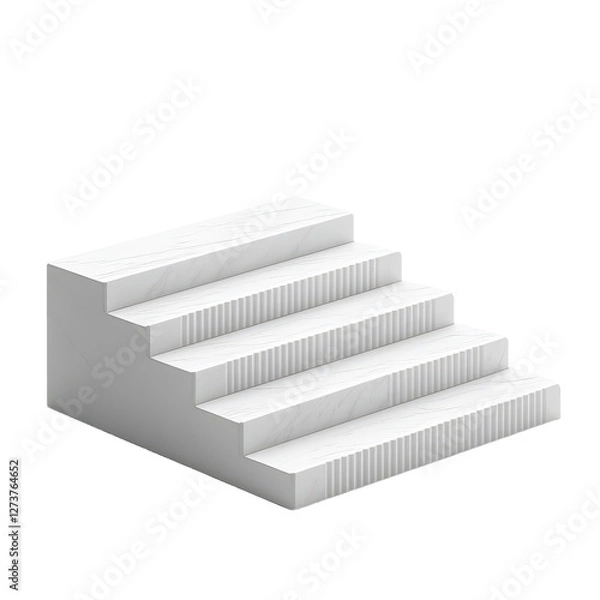 Fototapeta 3D textured white step design with contemporary modern style isolated on transparent background.png