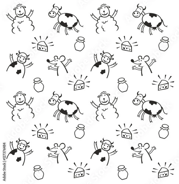 Fototapeta Funny animals seamless pattern