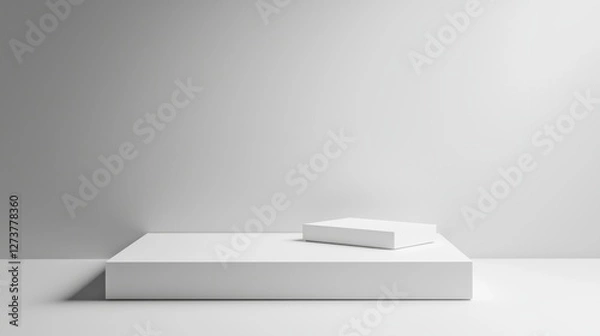 Fototapeta The stock photo presents a gray background with subtle ambient lighting and elegant shadows, creating an ideal setting for showcasing products in a refined and ambient environment