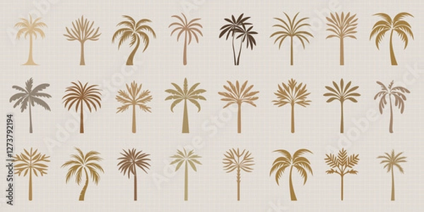 Obraz Elegant palm tree silhouettes collection, isolated vector set