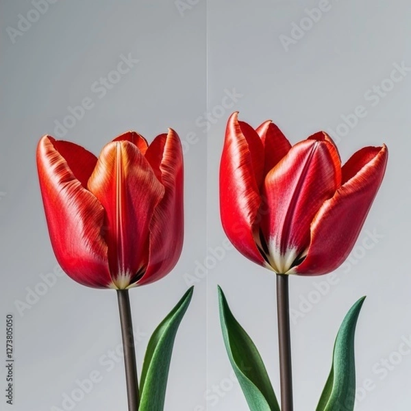 Fototapeta red and white tulips