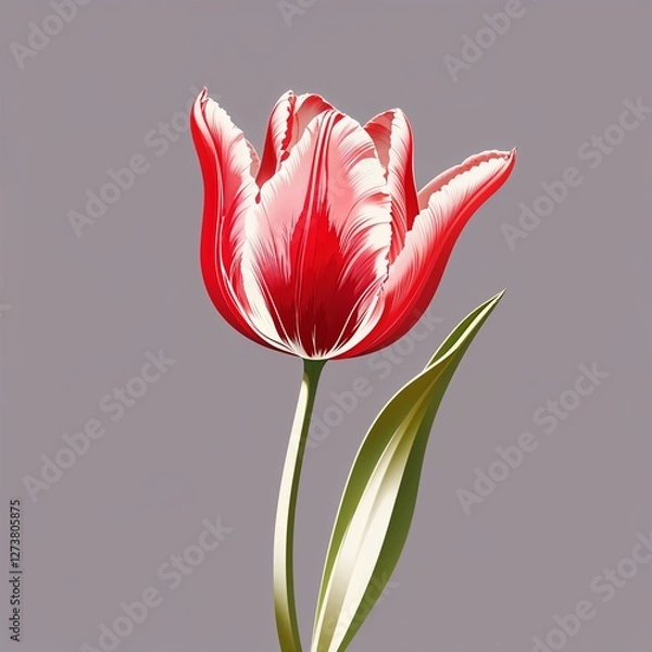 Fototapeta red tulip on white background