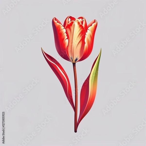Obraz red tulip on white background