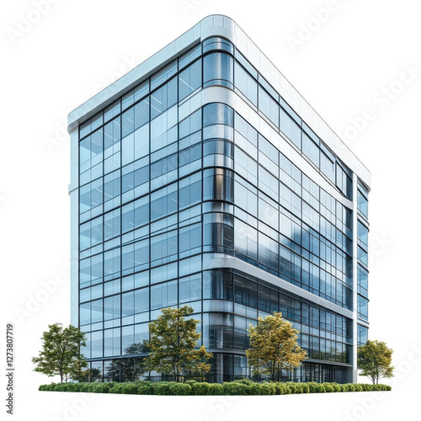 Fototapeta 3D modern high-rise office building with clean architectural design isolated on transparent background.png