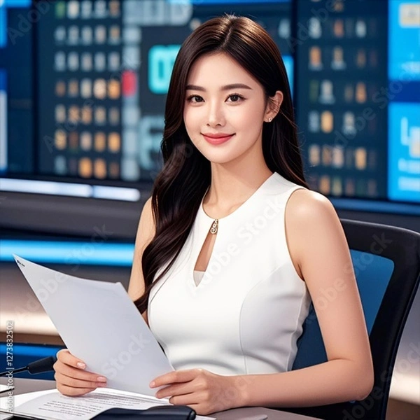 Obraz Announcer, weathercaster, model, woman, career woman, CF model, rain, snow, weather, summer, spring, fall, yoga