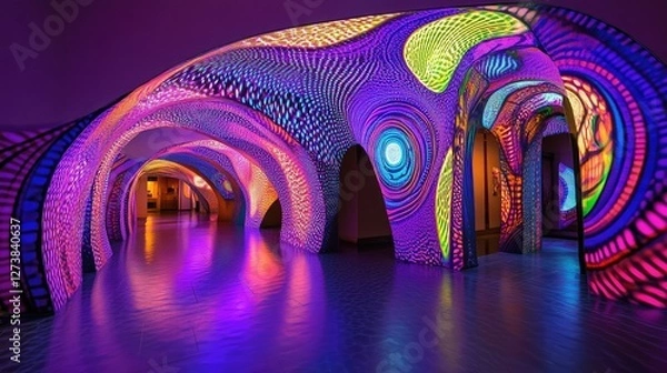 Fototapeta A swirling neon fractal storm, pulsating with cosmic energy and futuristic aesthetics.
