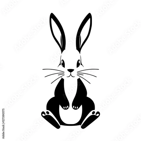Fototapeta Black and White Rabbit Portrait.
