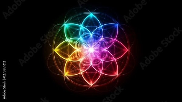 Obraz A sacred geometry mandala pulsating with rainbow energy