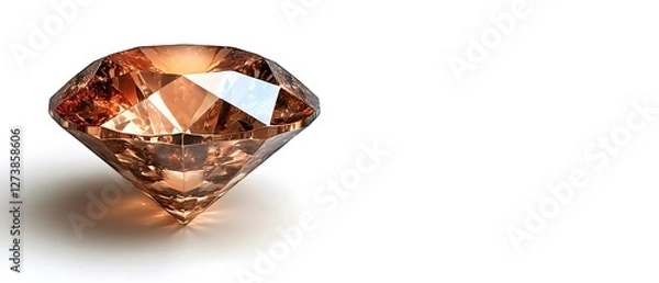 Fototapeta Sparkling gemstone on white background showcasing facets and brilliance in a studio shot