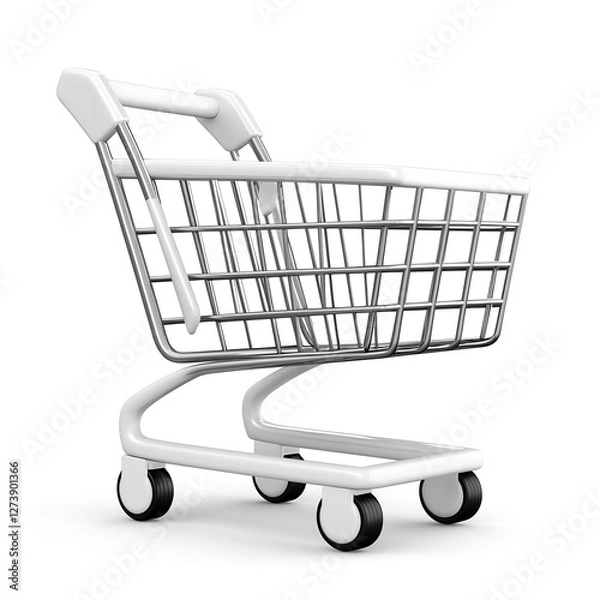 Fototapeta Empty Shopping Cart on White Background for Retail Marketing Use